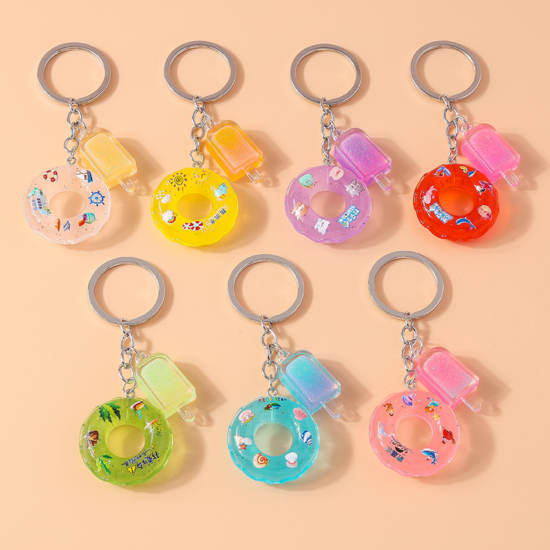 Moda Candy Colors Swim Ring Brelok do kluczy Żywica Letnie jedzenie Popsicle Breloki do kluczy dla kobiet Mężczyźni Kluczyki do samochodu Torebka Breloki do kluczy DIY Prezenty