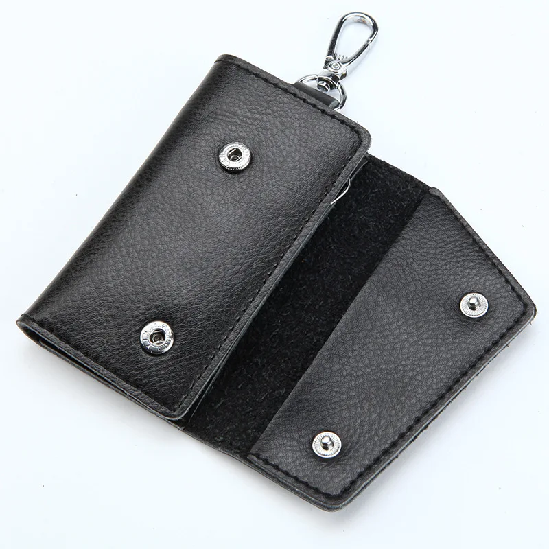 Nuevo Llavero de cuero genuino para hombre, llavero ​ Bolsa organizadora de llaves, bolsa para llaves de coche, billetera, funda para llaves de ama de llaves, Mini bolsa para tarjetas