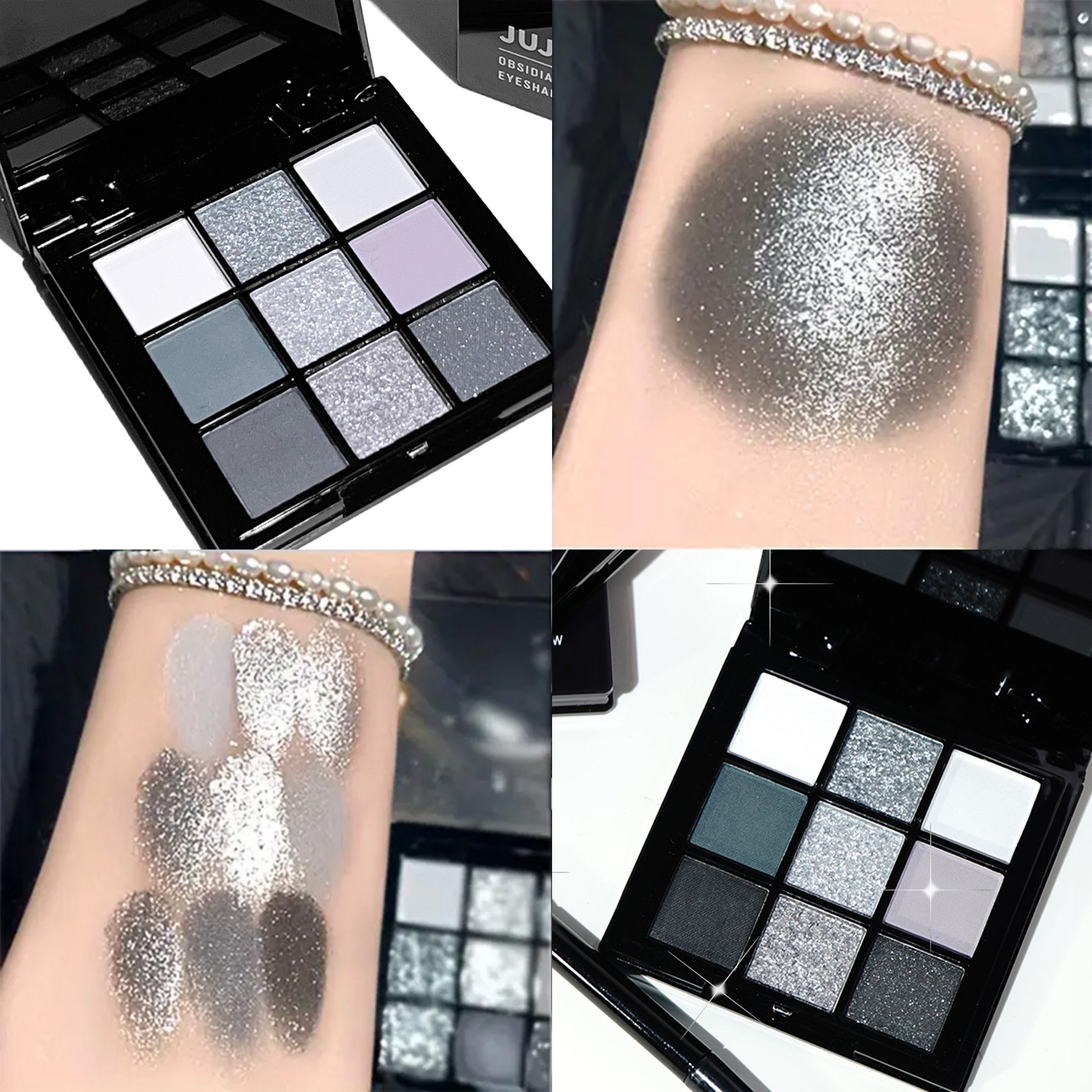 Zwart licht ster negen kleuren oogschaduwbord Rokerige make-up donkerzwart donker cementplaat grensoverschrijdend