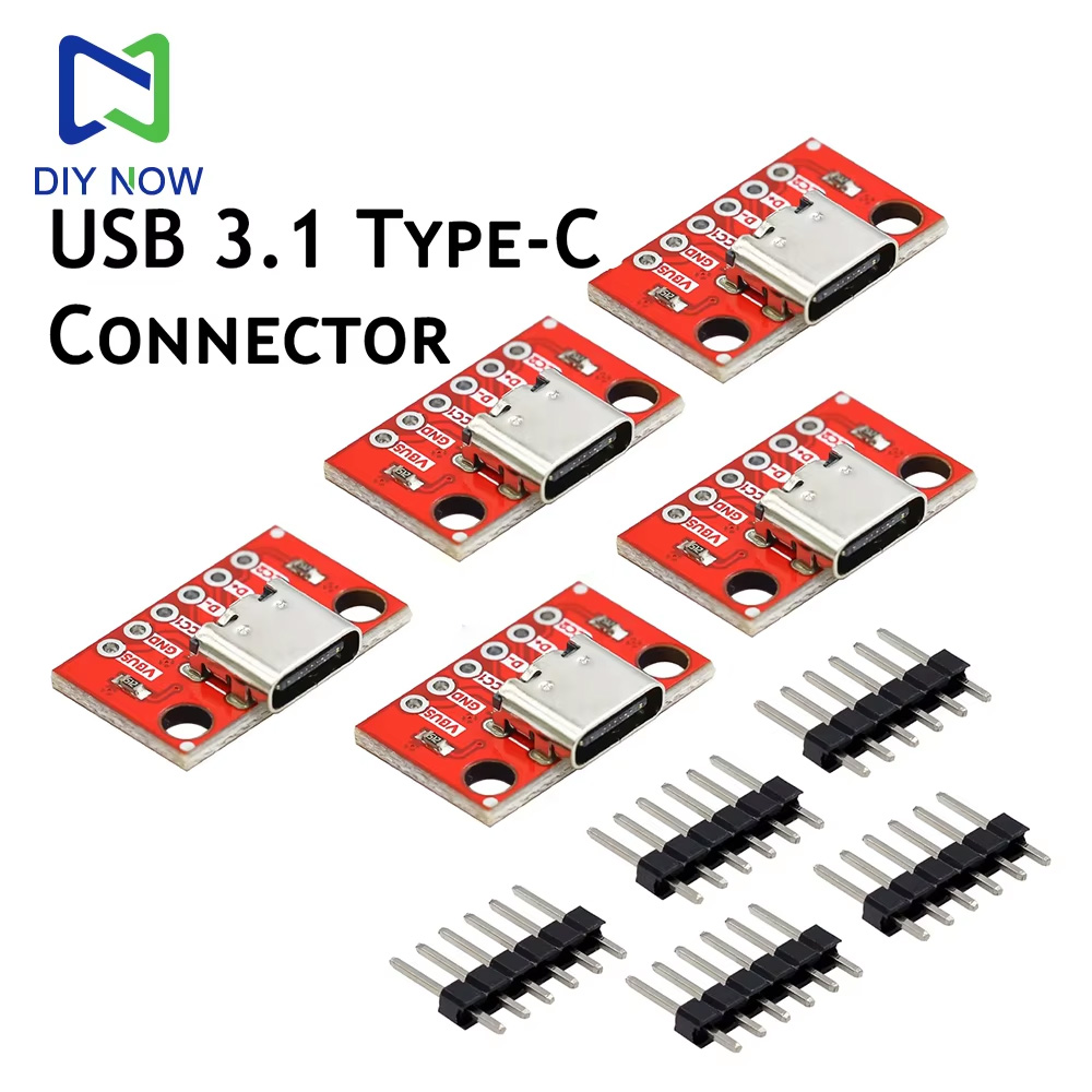 5 шт. USB-разъем типа C 3,1, последовательный базовый разъем, гнездовая плата, красная плата адаптера с контактным разъемом