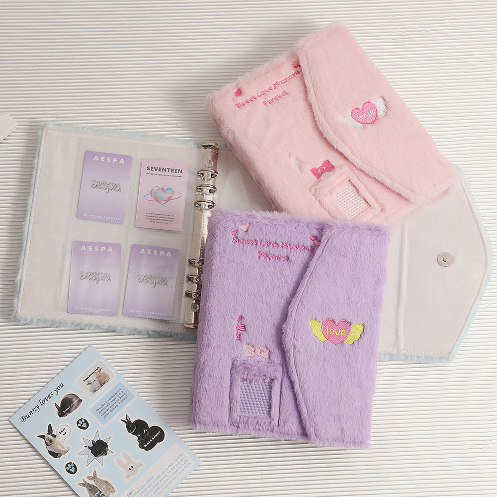 Carpeta de tarjetas de fotos de felpa, tarjetas de ídolo, libro de colección, máquina de encuadernación de libros Kpop, soporte para sesión fotográfica A5, suministros de tarjetas para álbum de fotos