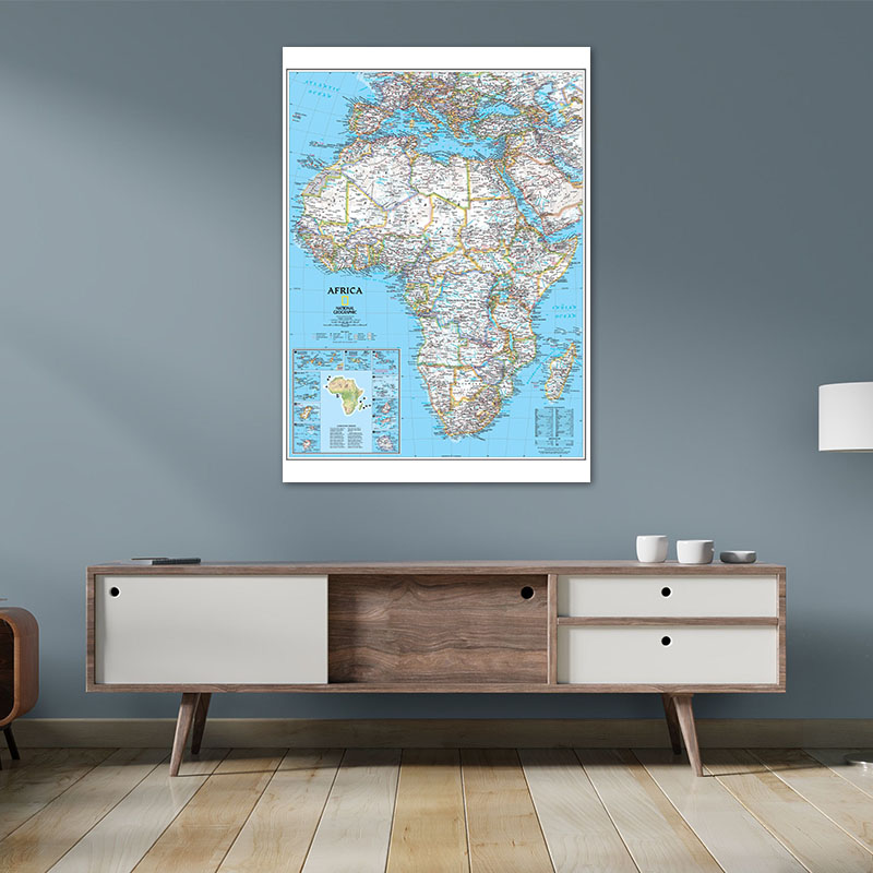 English Africa Map Political Distribution City Details Map Wall Art Prints Canvas Painting Home Office Decoration