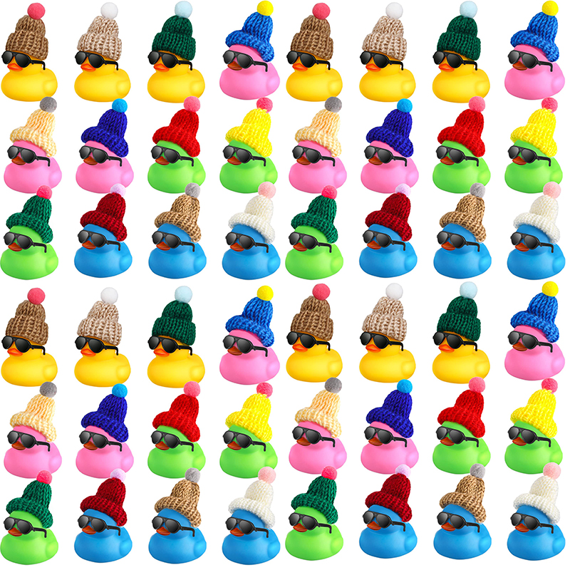 Mini patos de goma con gafas de sol, sombreros, patos de goma de crucero, regalo a granel, juguete de bañera pequeño para ocultar, recuerdo de fiesta