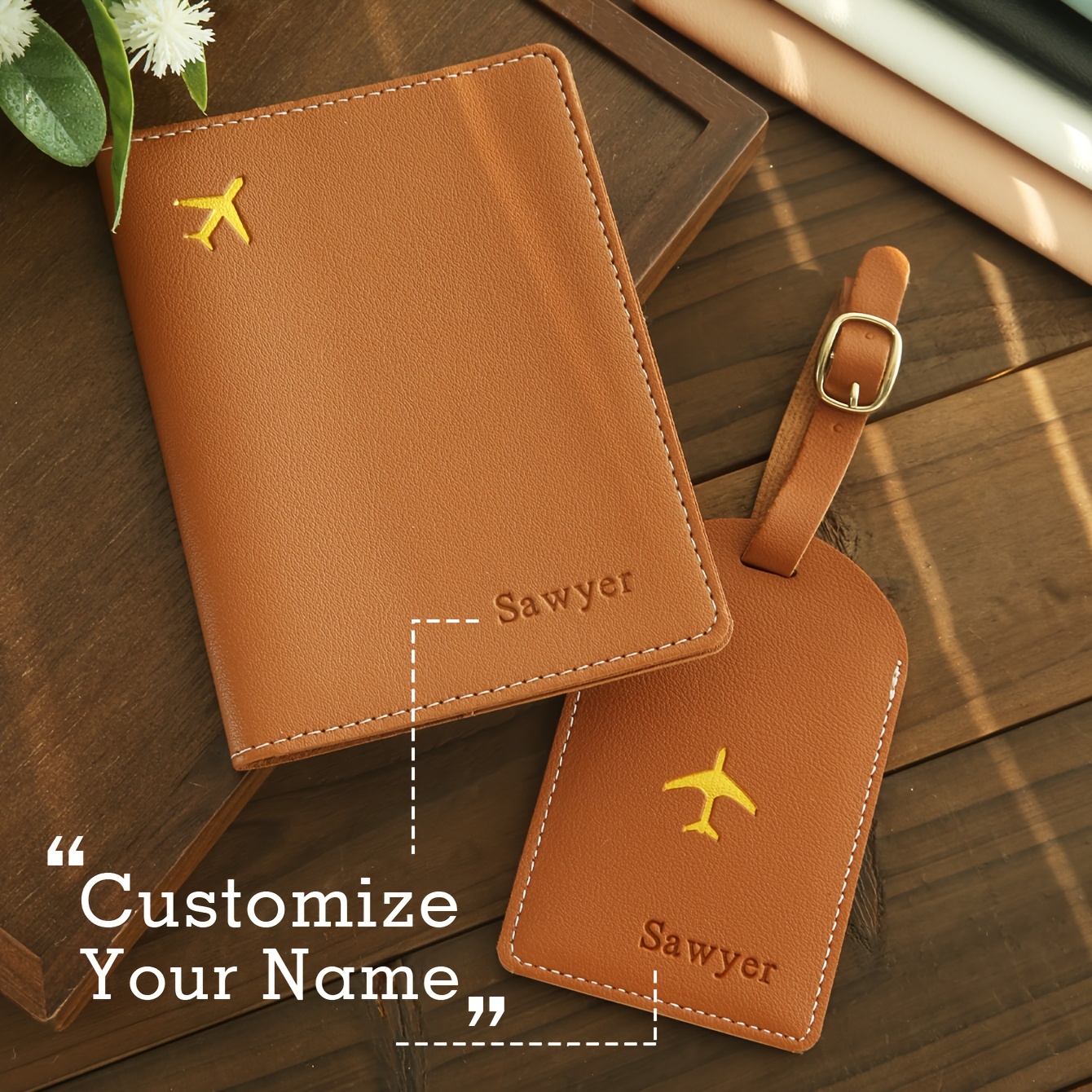 Personalized Artificial Leather Passport Holder Custom Name Foldable Lightweight Luggage Tag Ideal for Outings and Travel Gifts