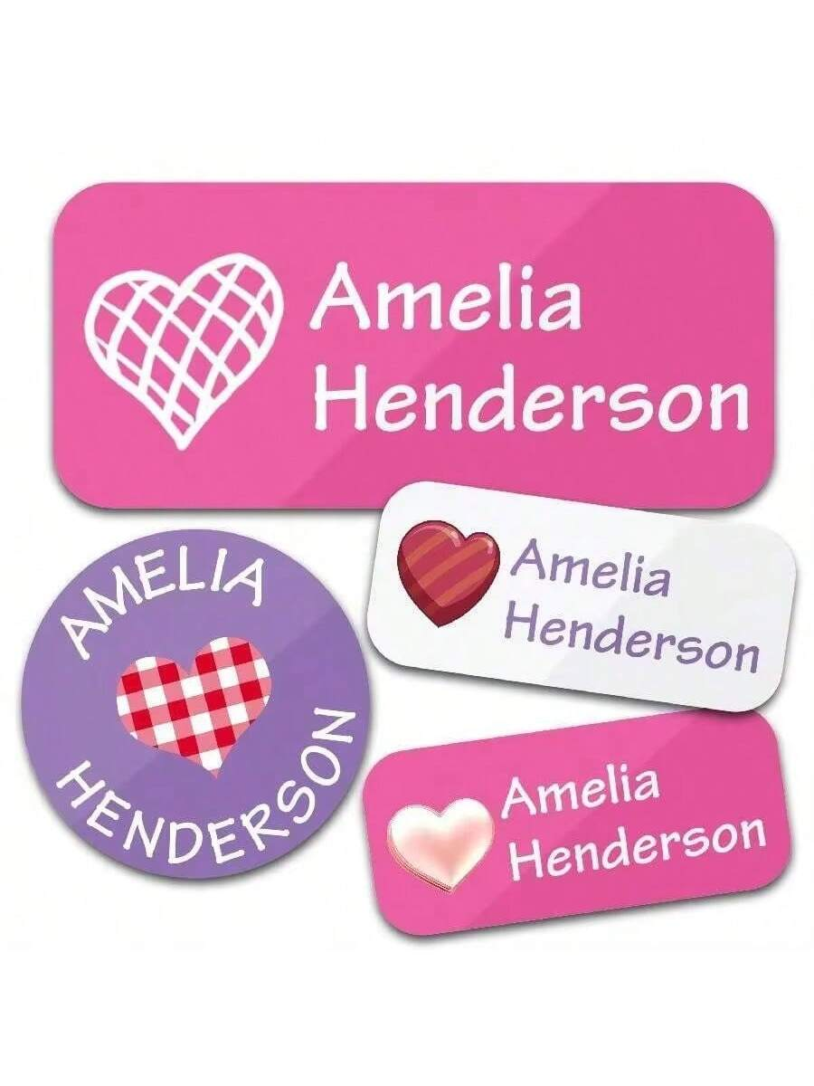 Adesivos com nome personalizado 130 peças - Etiquetas adesivas personalizadas à prova d'água para roupas