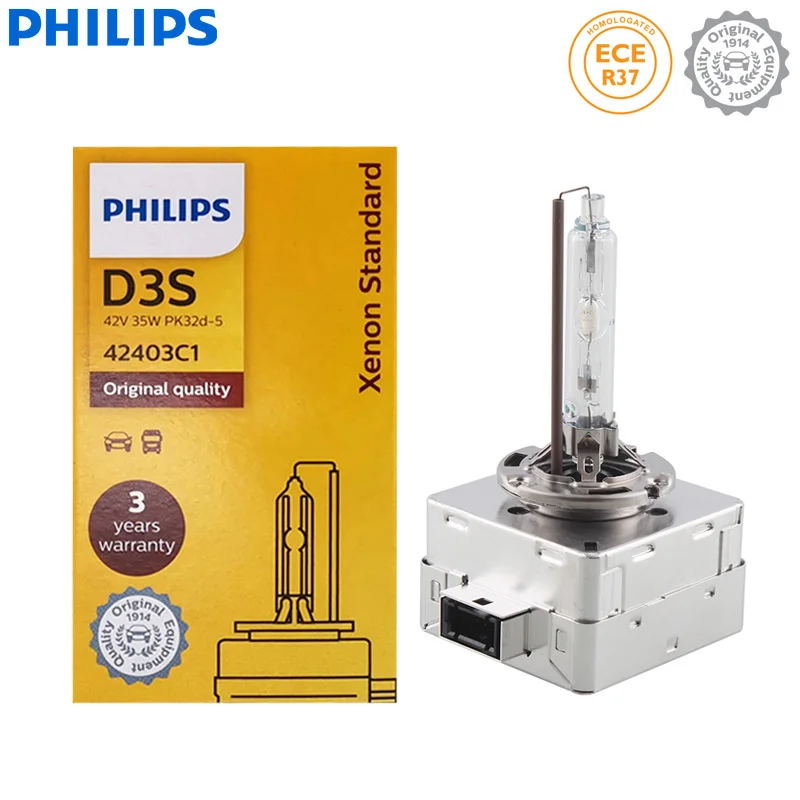 Philips HID D3S 35 Вт ксеноновая стандартная лампа 4200K, оригинальная автомобильная фара, ярко-белая замена, обновление D3 ECE 42403C1, 1x