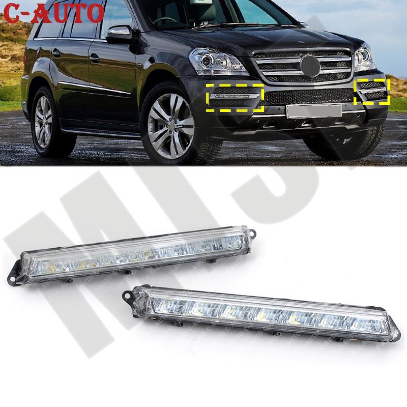 Lampu kabut berjalan siang hari LED depan kiri dan kanan untuk Mercedes Benz X164 GL320 GL350 GL450 GL550 ML63 AMG X166 2007-2013