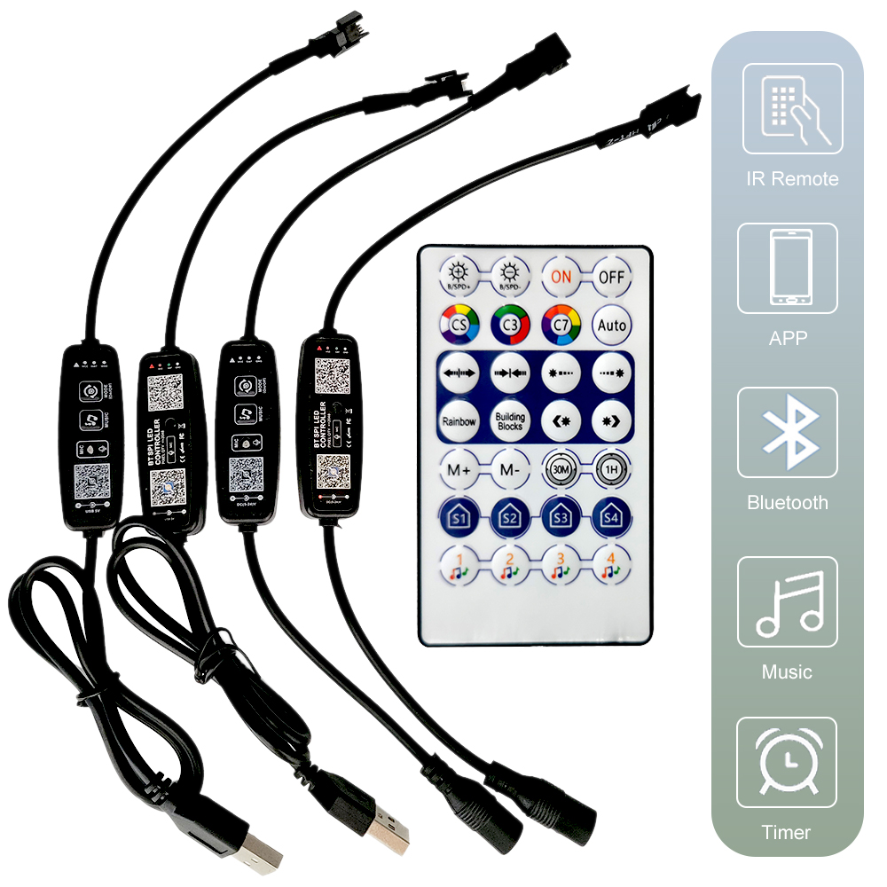 WS2811 WS2812B Светодиодный контроллер Bluetooth Музыка Встроенный микрофон 28 клавиш Пульт дистанционного управления Индивидуально адресуемая светодиодная пиксельная лента