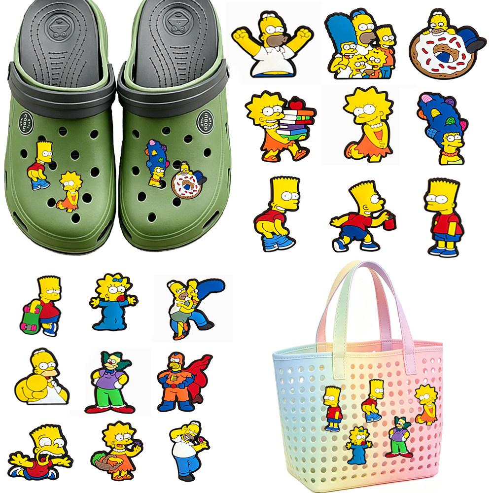 1-100 piezas de dijes de PVC para zapatos de la serie de anime Wacky Simpson, accesorios creativos DIY para sandalias, pulseras y decoraciones de fiesta