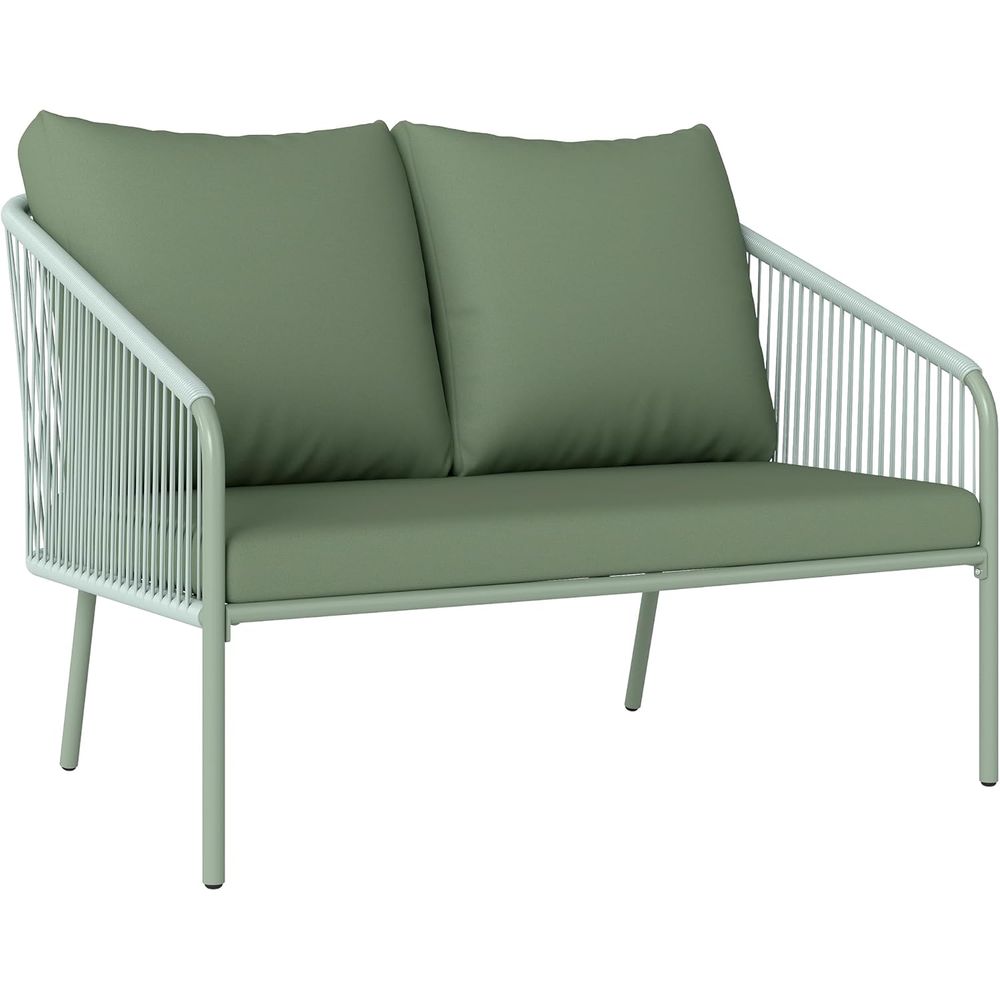 2-zits buitenschommel met kussens, metalen frame voor balkon, groen