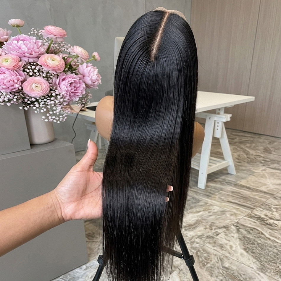 Premium 40 Inch Extra Long 250% Density Natural Black 13x4 HD Lace Frontal Bone Straight Silky Soft 13x6 Remy Human Hair Wigs Pre Plucked Hairline Invisible Bleached Knots Wear and Go 5x5 Glueless Closure Thick Full Ends