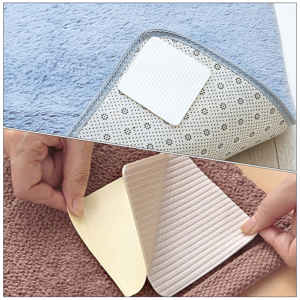 4 Cintas Adhesivas para Alfombras, Fáciles de Aplicar, Antideslizantes, para Pisos de Madera, Laminados y Azulejos, Mantienen las Alfombras en su Lugar, Seguras para el Hogar y la Oficina