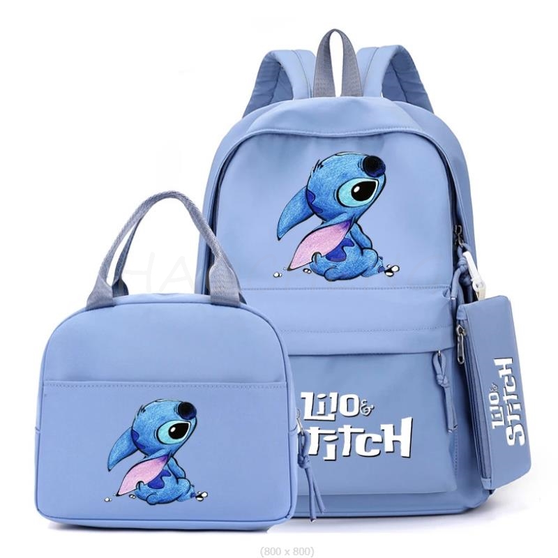 3 unids/set Disney Lilo Stitch mochila colorida con bolsa de almuerzo para niña niño estudiante adolescente mochila mujeres Casual mochilas escolares conjunto