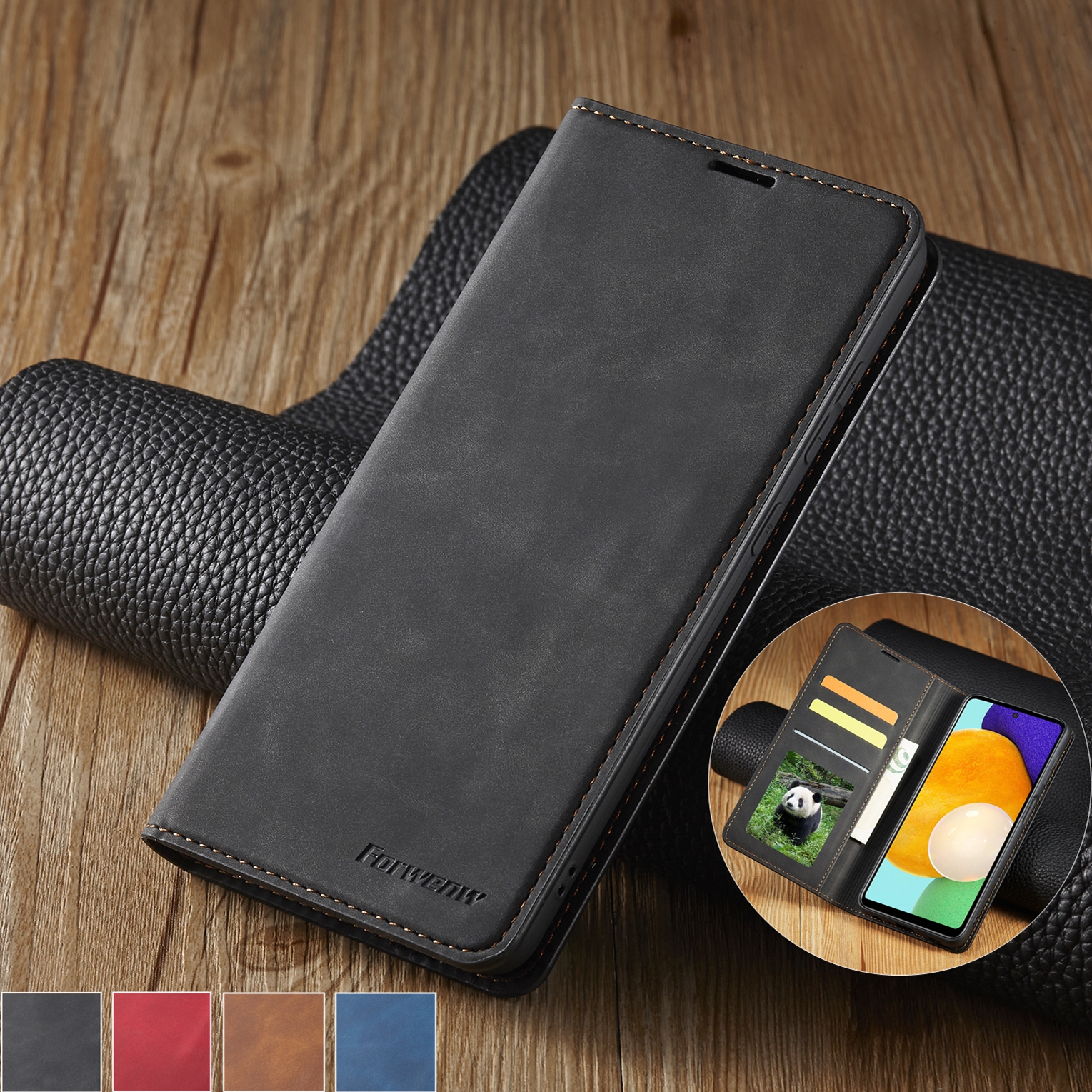 Кожаный чехол-кошелек для Samsung S26 S25 edge S24 S23 FE S22 Ultra S21 S20 S10 Plus Note 20 10 9 с магнитной застежкой и отделениями для карт