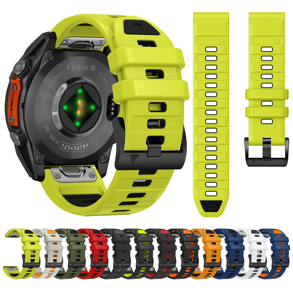 QuickFit 22 mm 26 mm Fenix8 Uhrenarmband für Garmin Fenix E 8 47 mm 51 mm 7 7X 6 6X/Epix Pro/Enduro 3 Zweifarbiges Silikonarmband
