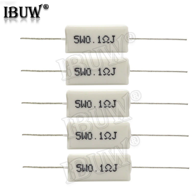 10PCS 5W 시멘트 저항 0.1 ~ 10k 옴 0.33R 1R 10R 100R 0.22 0.33 1 10 100 1K 10K 옴 시멘트 저항기