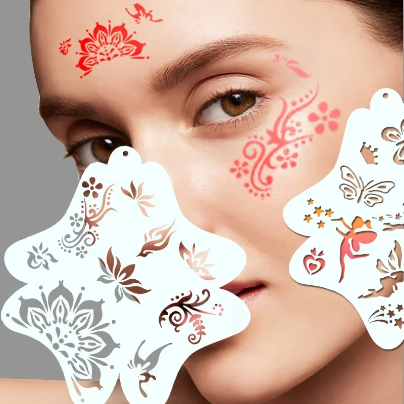 Gesichtsbemalungsvorlagen für Erwachsene und Kinder, professionelle Körperkunst, wiederverwendbar, benutzerfreundliche Partyschablonen, Make-up-Werkzeuge, Vorlage neu