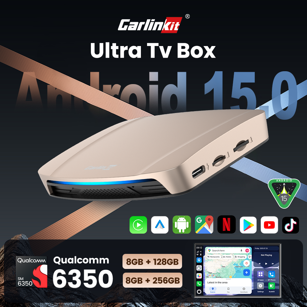 CarlinKit Ultra box Android 15.0 SM6350 Tv Box CarPlay Wireless Android Auto Wireless Adapter Support Youtube Netfilx IPTV GNSS