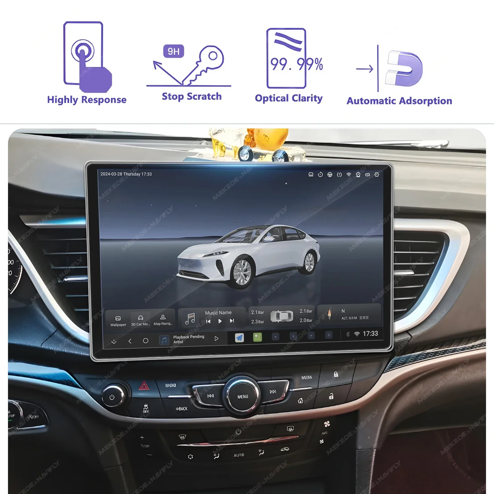 Película protetora de vidro temperado para rádio de carro, para tela sensível ao toque de 11.5/13 espaços, reprodutor multimídia, à prova d'água, adesivo protetor lcd