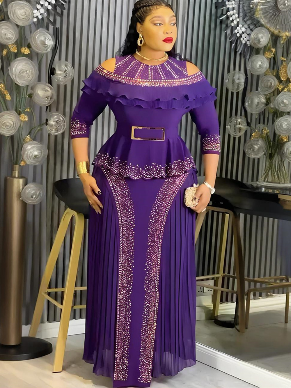 Plus Size African Party Dresses for Women Elegant Luxury Ruffle Wedding Evening Gown Dashiki Ankara Turkey Outfit Robe 2026 New