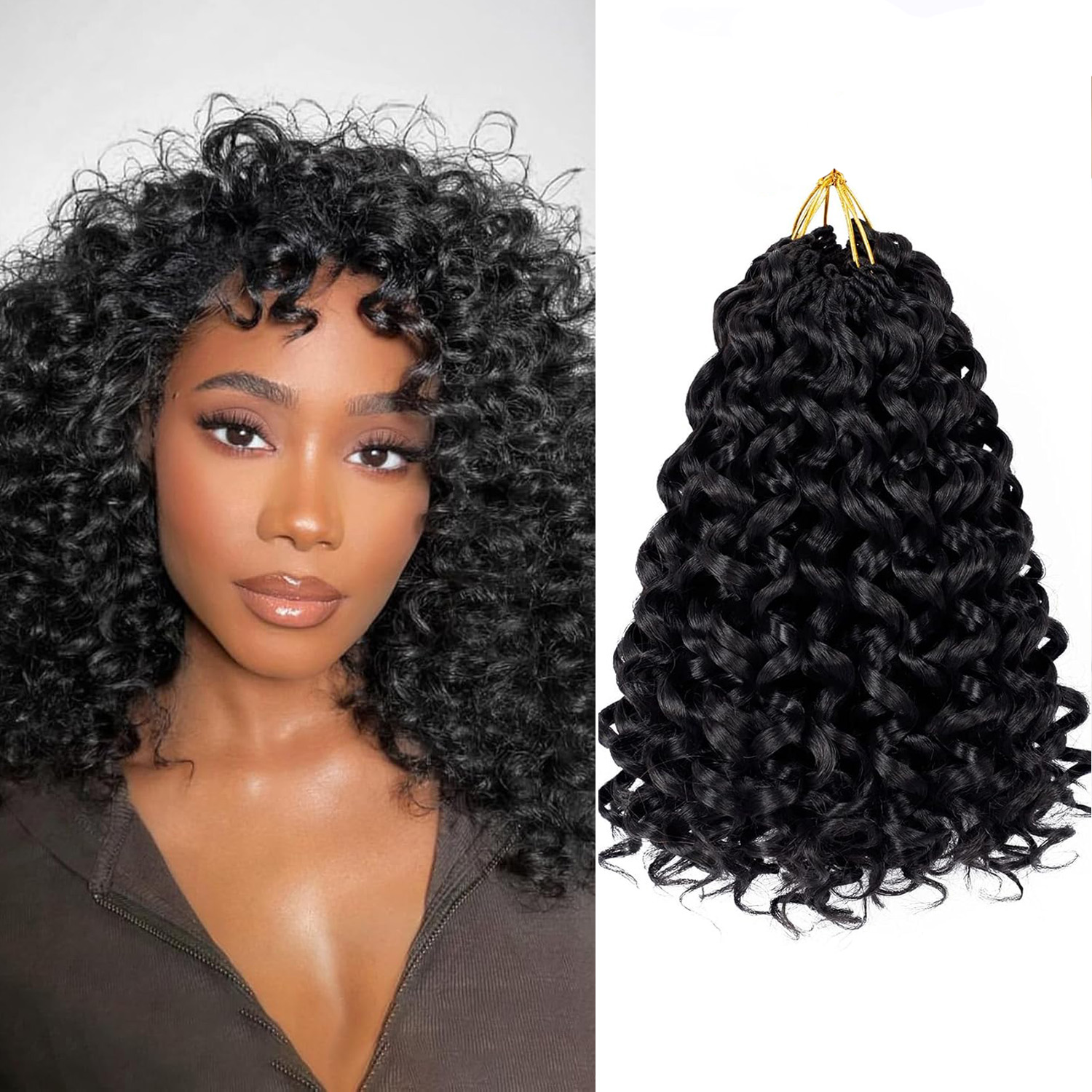 Rambut sintetis pendek GoGo Curl Crochet untuk wanita Pantai Curl Crochet kepang rambut Ocean Wave kepangan rambut ekstensi