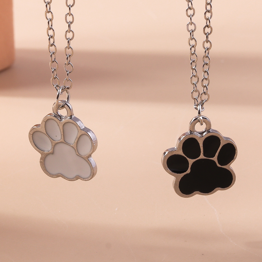 Bonitos collares esmaltados con forma de pata de perro y gato para mujeres y hombres, conjunto de collar con colgante a juego para mejores amigos BFF, regalos de cumpleaños