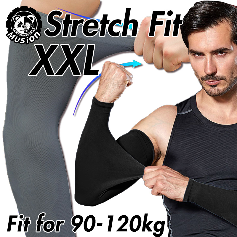Musion Plus Size Mangas de braço de proteção solar estendidas e ampliadas XXL Fat Man UPF50 + meia de mão para andar e corrida para unissex