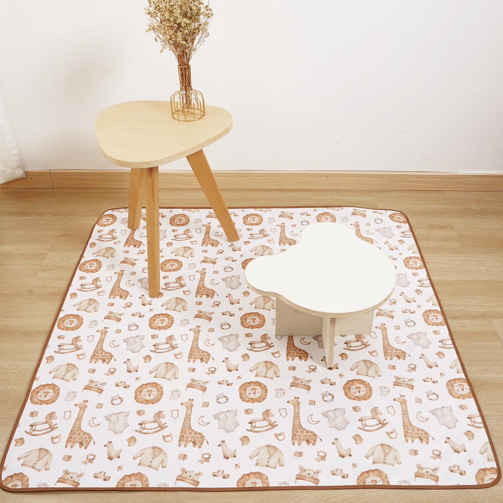 Happy Flute Baby Play Mat, Baby Crawling Mat แบบพกพากันน้ํา, Anti-Slip พับ Playmat สําหรับทารกในร่มหรือกลางแจ้ง