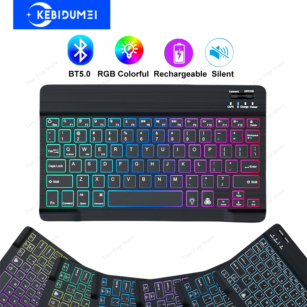 Mini klawiatura Bezprzewodowa klawiatura Bluetooth 5.0 Podświetlana klawiatura RGB z akumulatorem Cicha klawiatura dla IOS Android Windows iPad