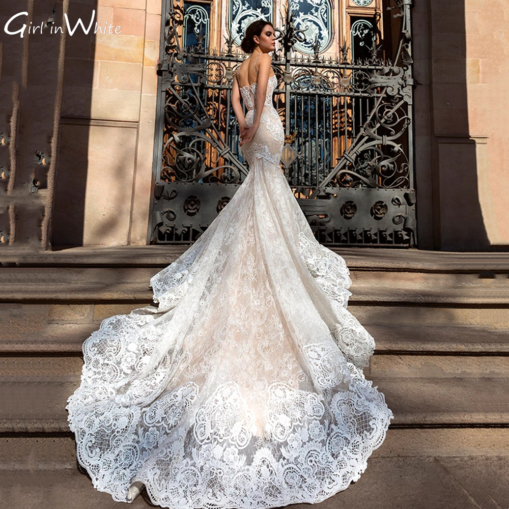 Vestido de novia de sirena con apliques de lujo, vestidos de novia personalizados sin mangas, vestido de novia de cola larga de encaje, bata de novia para mujer