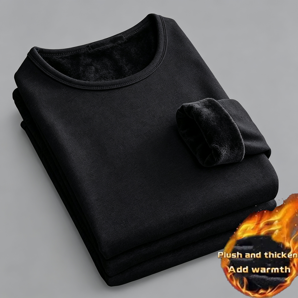 1 pièce Haut thermique épais en velours pour homme, sous-vêtement d'hiver à manches longues, col rond, T-shirt mode pour homme, tailles M-5XL
