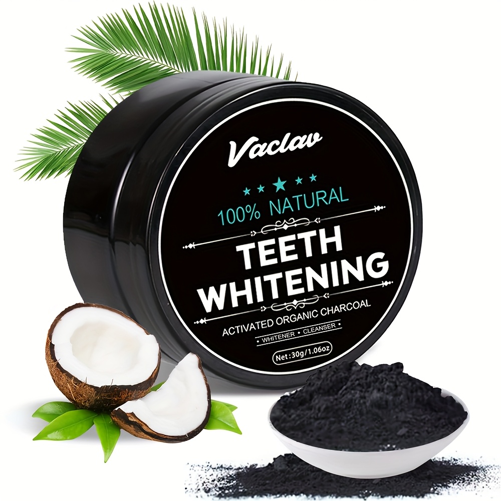 Poudre de blanchiment des dents au charbon actif Vaclav, poudre de nettoyage des dents au charbon de bambou, poudre de charbon actif en coque de noix de coco