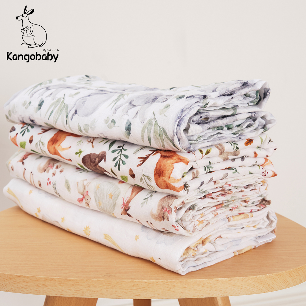 Kangobaby # Minha vida suave #   Faixa de musselina para bebê de primeira qualidade, manta de algodão para recém-nascidos, colcha infantil para todas as estações