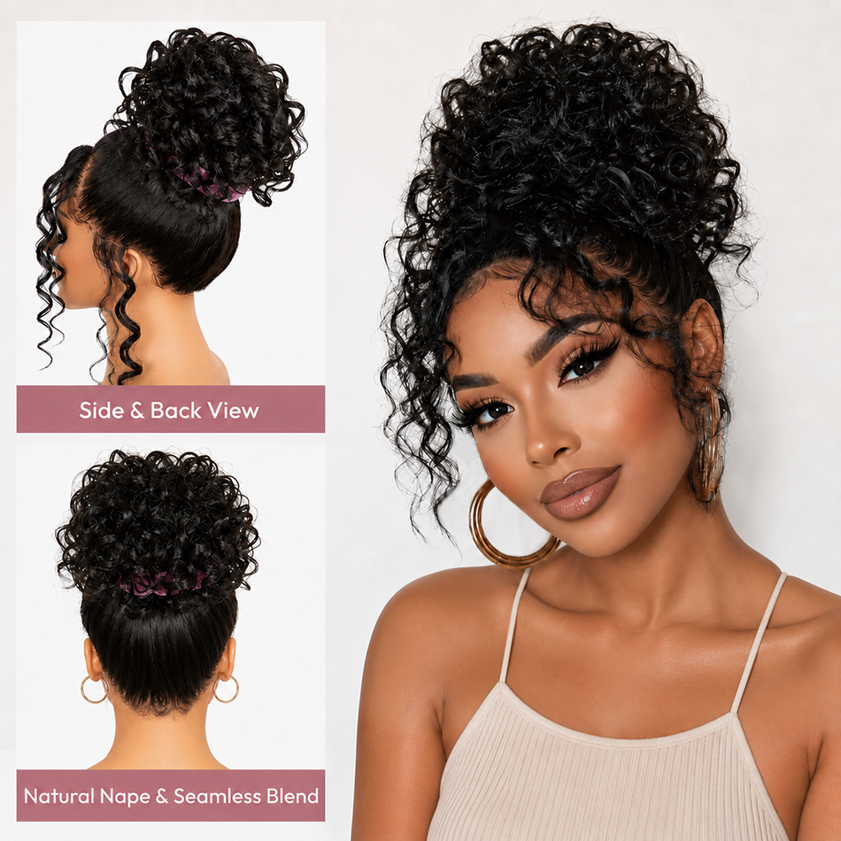 Peruca Humana Smilegirl Invisib Strap 360 Full Lace Deep Wave com Faixa Invisível, Peruca Cacheada Profunda Macia, Perucas de Cabelo Humano Sem Cola Atacado