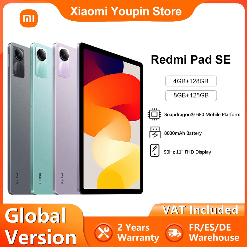 Versão global Xiaomi Redmi Pad SE Tablet Snapdragon de 11 polegadas ® 680 Quadspeakers Dolby Atmos ® Bateria grande com tela de 11 "8000mAh