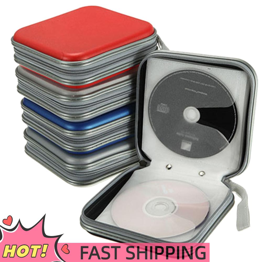 Portable 40Pcs Capacity Disc CD DVD VCD Wallet Storage Organizer Case Holder Album Box Cases with Zipper Bags