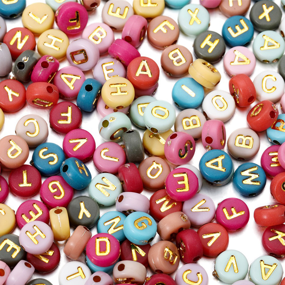 100-500 unids/lote cuentas acrílicas multicolores con letras espaciadoras del alfabeto cuentas sueltas para pulsera DIY accesorios para hacer joyas