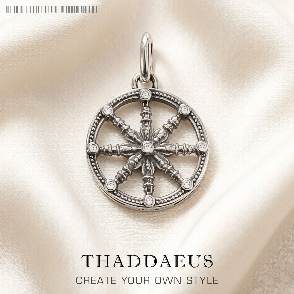 Pendant Small Karma Wheel Brand New Fine Jewelry Accessories 925 Sterling Silver Vintage Lucky Gift For Women & Men