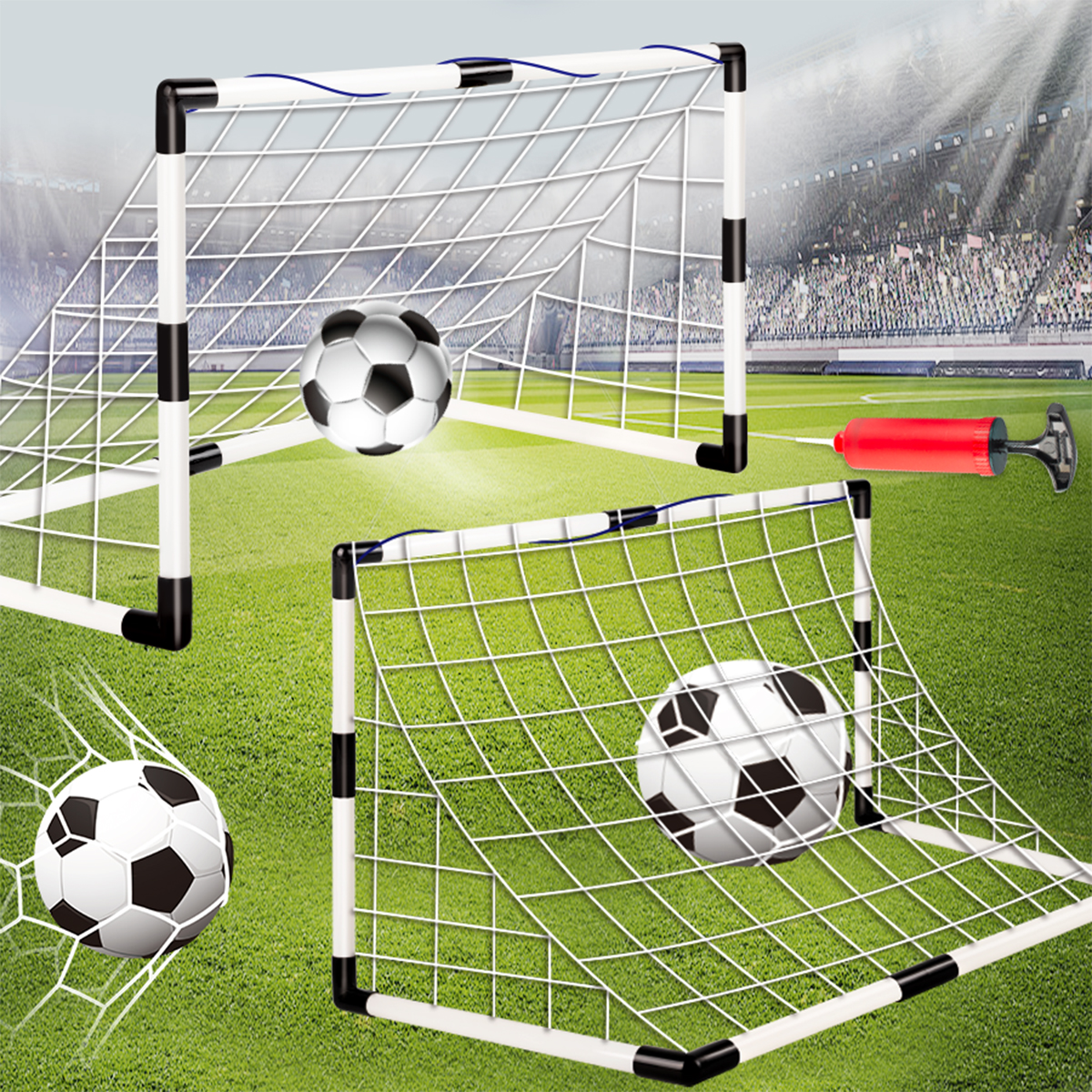 Fußball-Sportspielzeug, faltbares Fußballtor für Kinder mit Pumpe und Ball, Outdoor-Rasenfußball-Trainingsgeschenk für Kinder