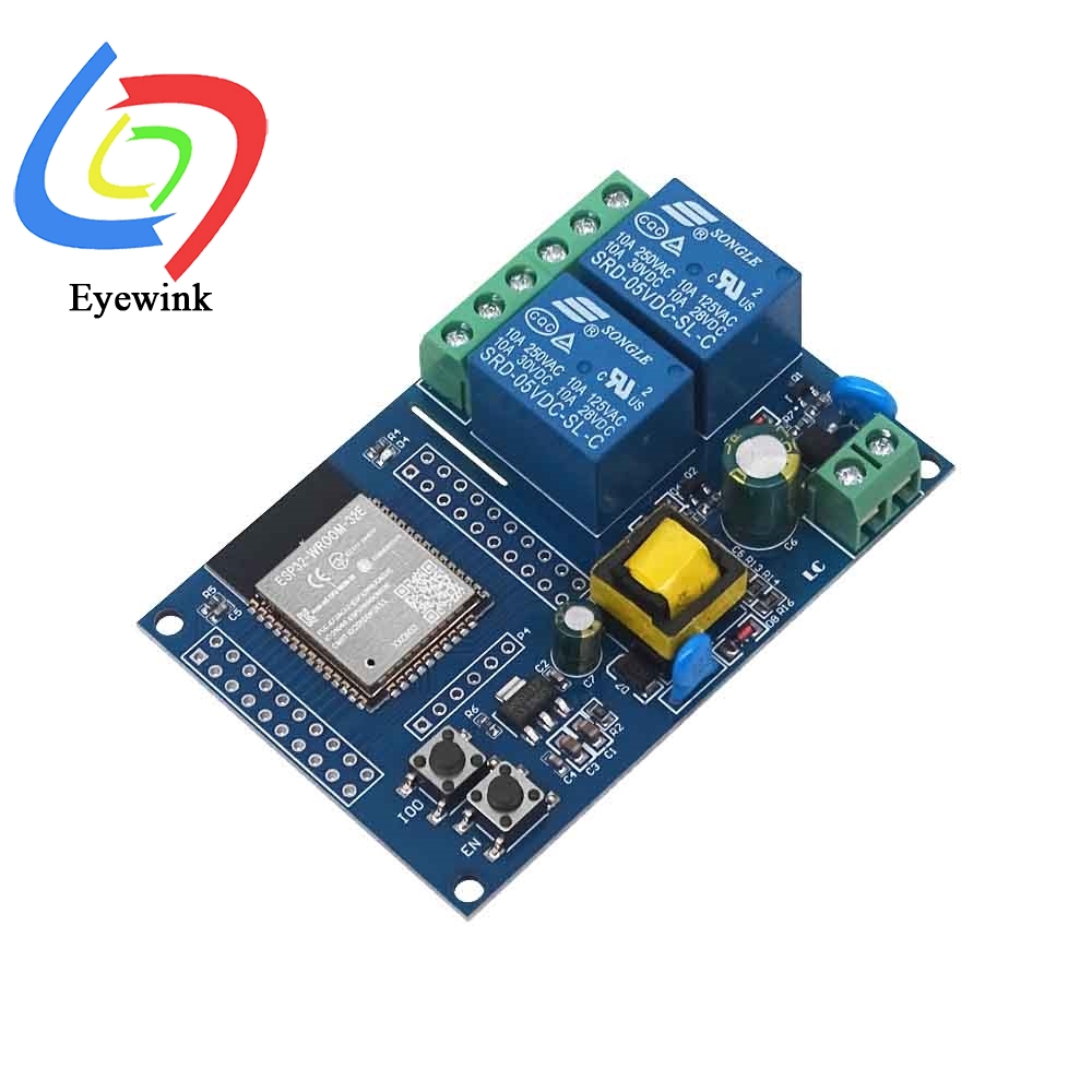 โมดูลรีเลย์สองช่องสัญญาณ ESP32 รองรับ Wifi และ Bluetooth ใช้ไฟ AC220V บอร์ดพัฒนา ESP32 สำหรับการพัฒนาขั้นที่สอง