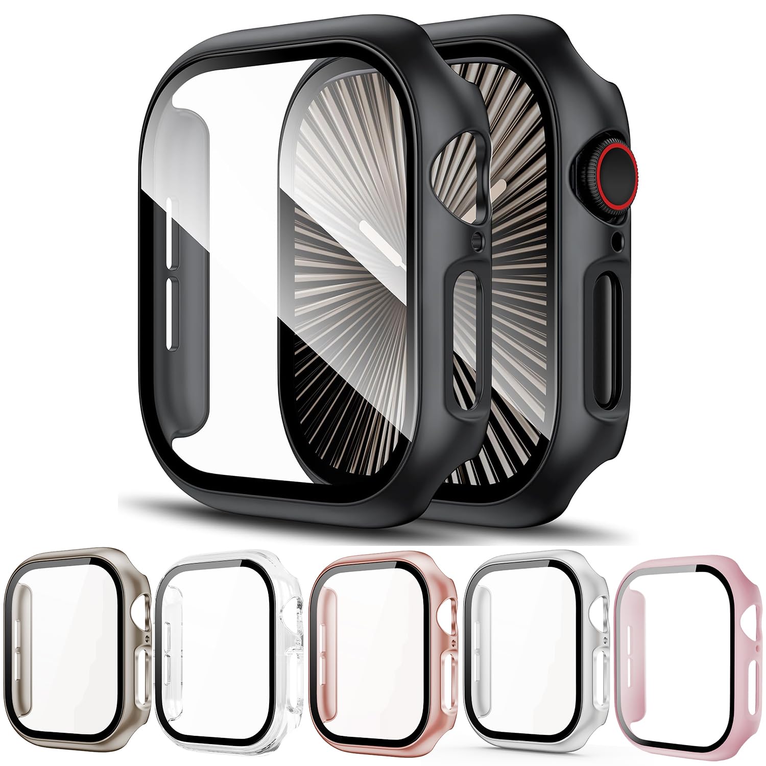 Vidro + capa para apple watch case série 10 9 8 7 6 5 4 3 se 44mm 40mm 45mm 42-41-46mm protetor de tela pára-choques acessórios iwatch