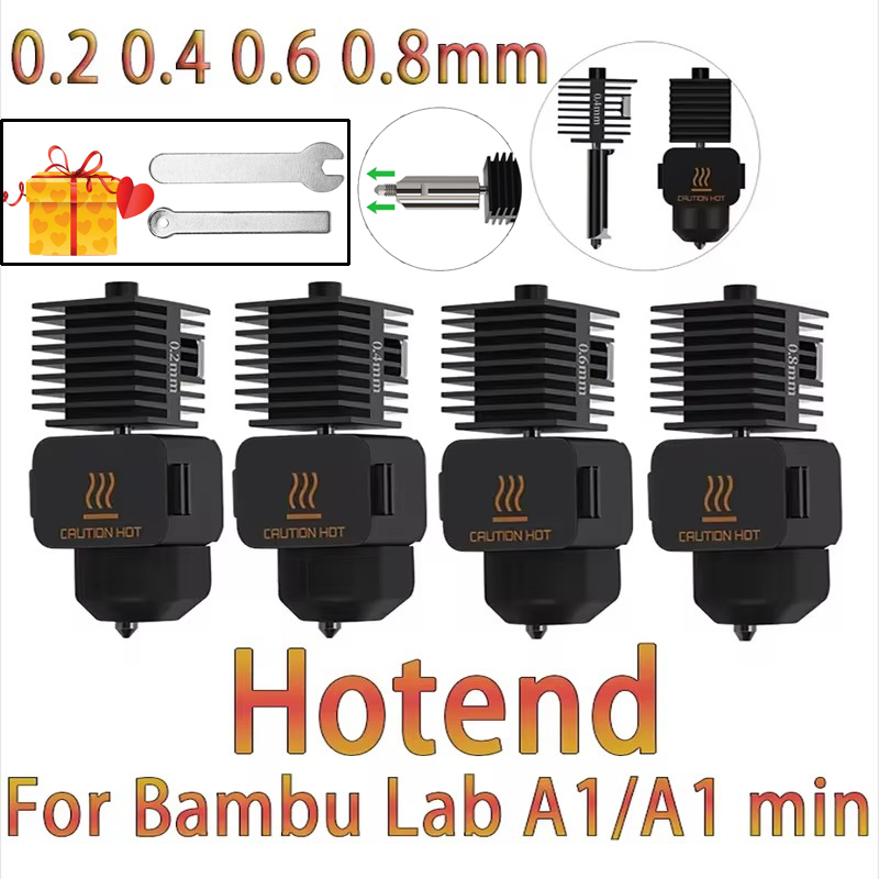 ホットエンドキット Bambu Lab A1 ミニノズルホットエンドアセンブリ 0.2/0.4/0.6/0.8 ミリメートル硬化鋼ノズル Bambulab A1 3D プリンタ部分