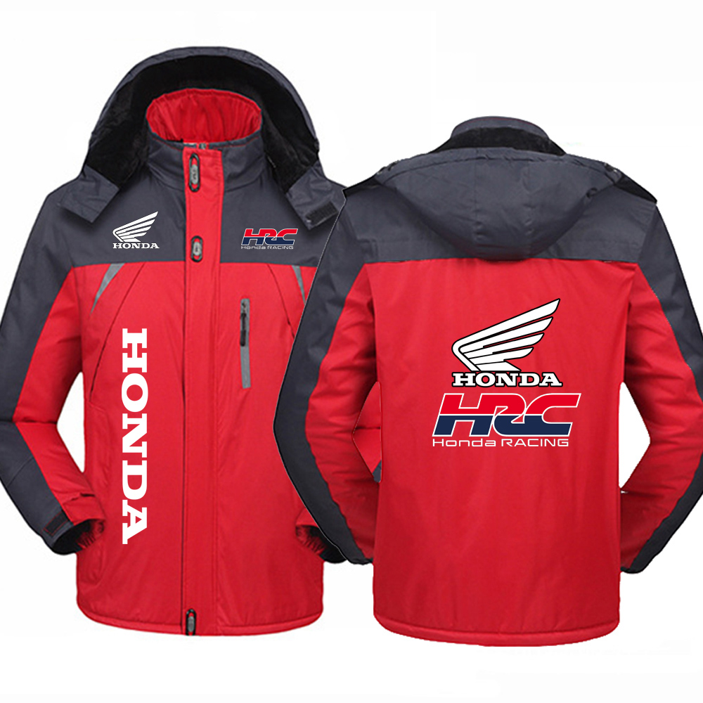 2025 abrigo versátil de moda Otoño e Invierno sudaderas gruesas a prueba de viento chaqueta de sudaderas ajustadas con estampado de carreras Honda para hombre