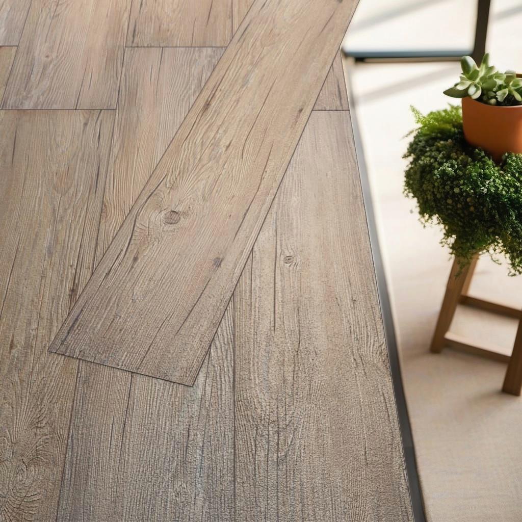 Non Self-Adhesive PVC Flooring Planks 5.26m² 2mm Oak Brown - Durable, Waterproof & Easy  Install