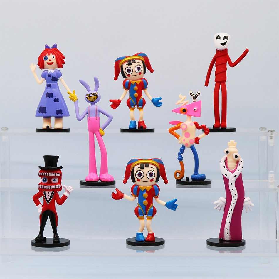 L'incroyable cirque numérique 8 Styles modèles de figurines Version Q, poupées Clown lapin périphériques de dessin animé ornements de gâteau modèles de jouets
