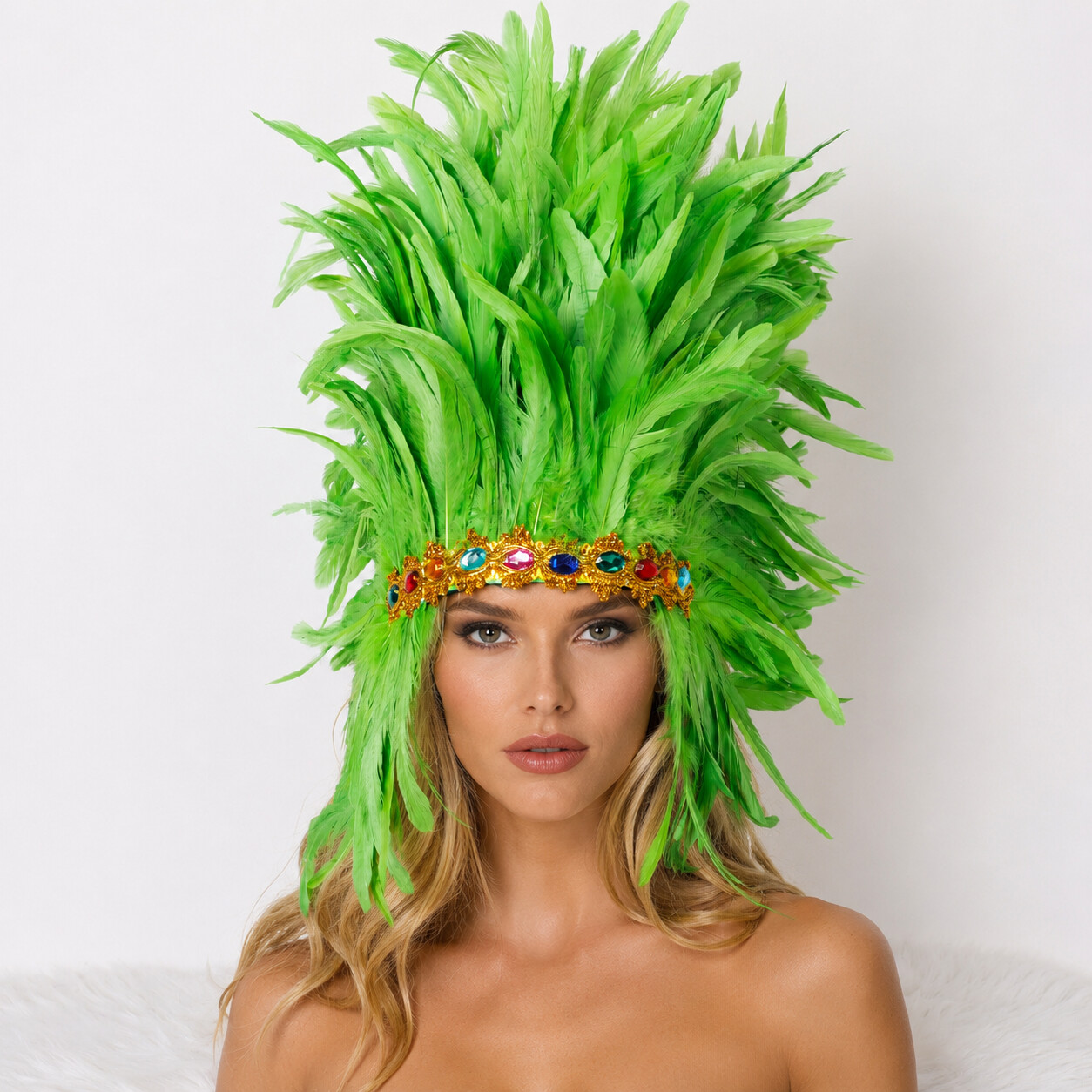 Vintage-geïnspireerde Halloween-hoofdband met veren, strass steentjes en kralenversierde kwastjes voor carnavalsfeestkostuum accessoire