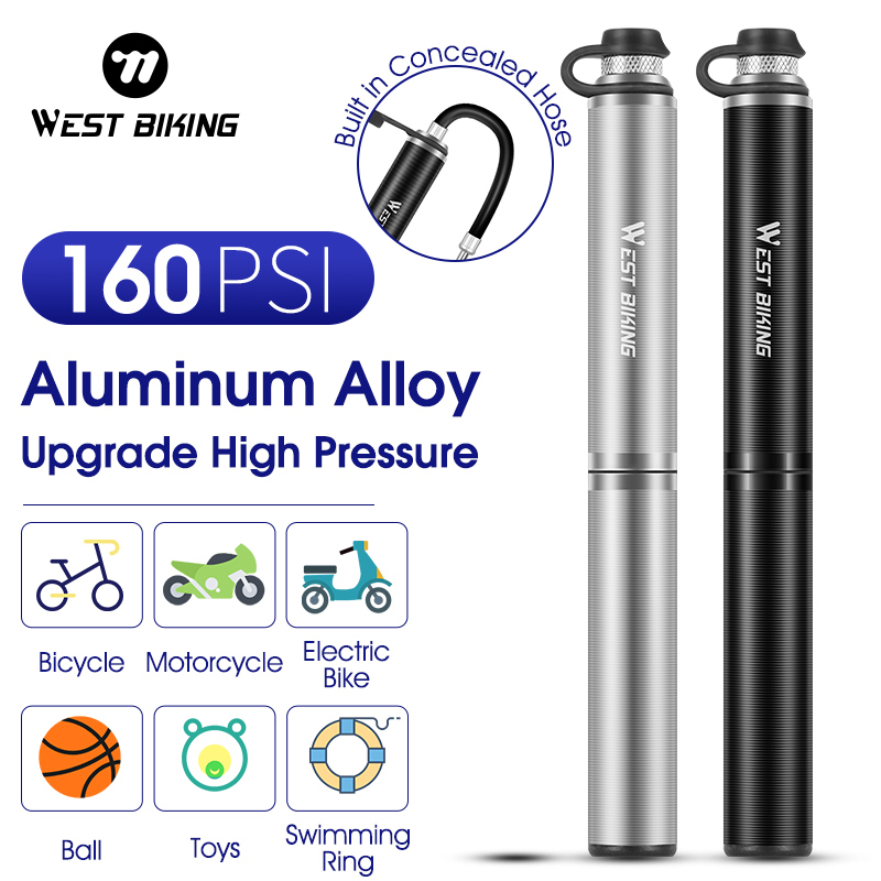 WEST BIKING przenośna pompka rowerowa 160PSI Mini rower ze stopu aluminium pompa Schrader/Presta zawór Inflator MTB akcesoria do roweru szosowego