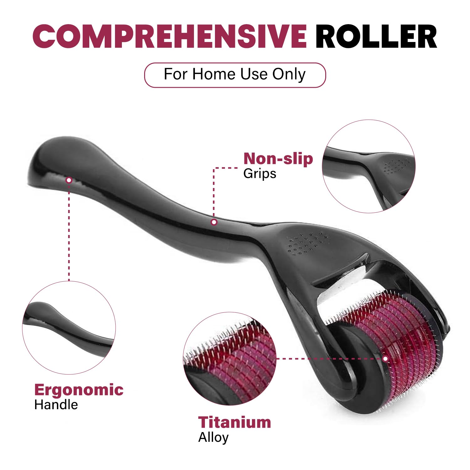 Micro agujas 540 rodillo Derma rodillo profesional de titanio Dermaroller 0,2/0,25/0,3mm tratamiento para el crecimiento de la barba y el crecimiento del cabello