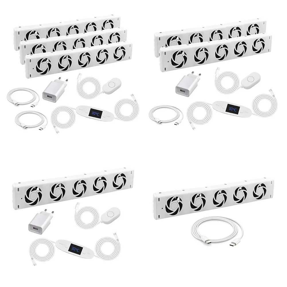 5 Lüfter, intelligente Kühlerventilatoren für Heizung, Kamin, intelligente Kühlung, Belüftung, DC 5 V/2 A, Luftzirkulation, Wärmeverteilung