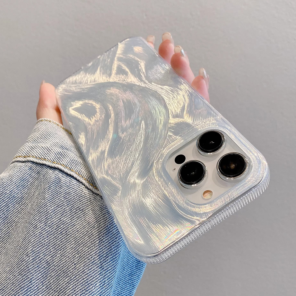 Funda de Silicona de Lujo con Degradado Láser para iPhone 16 15 14 13 12 11 Pro Max Plus, Antigolpes, Antideslizante, Suave